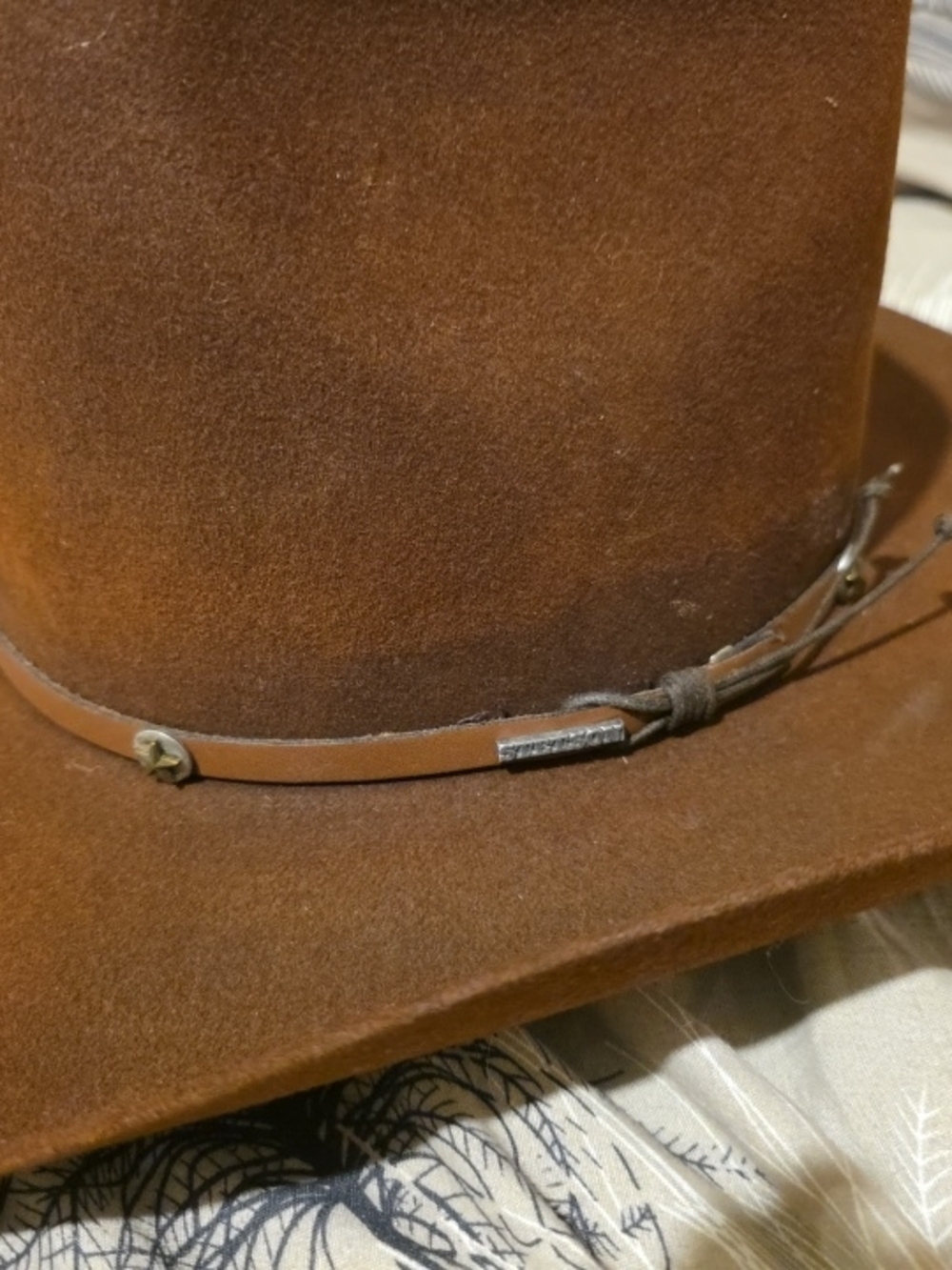 Men's Brown Suede Hat with Leather Band